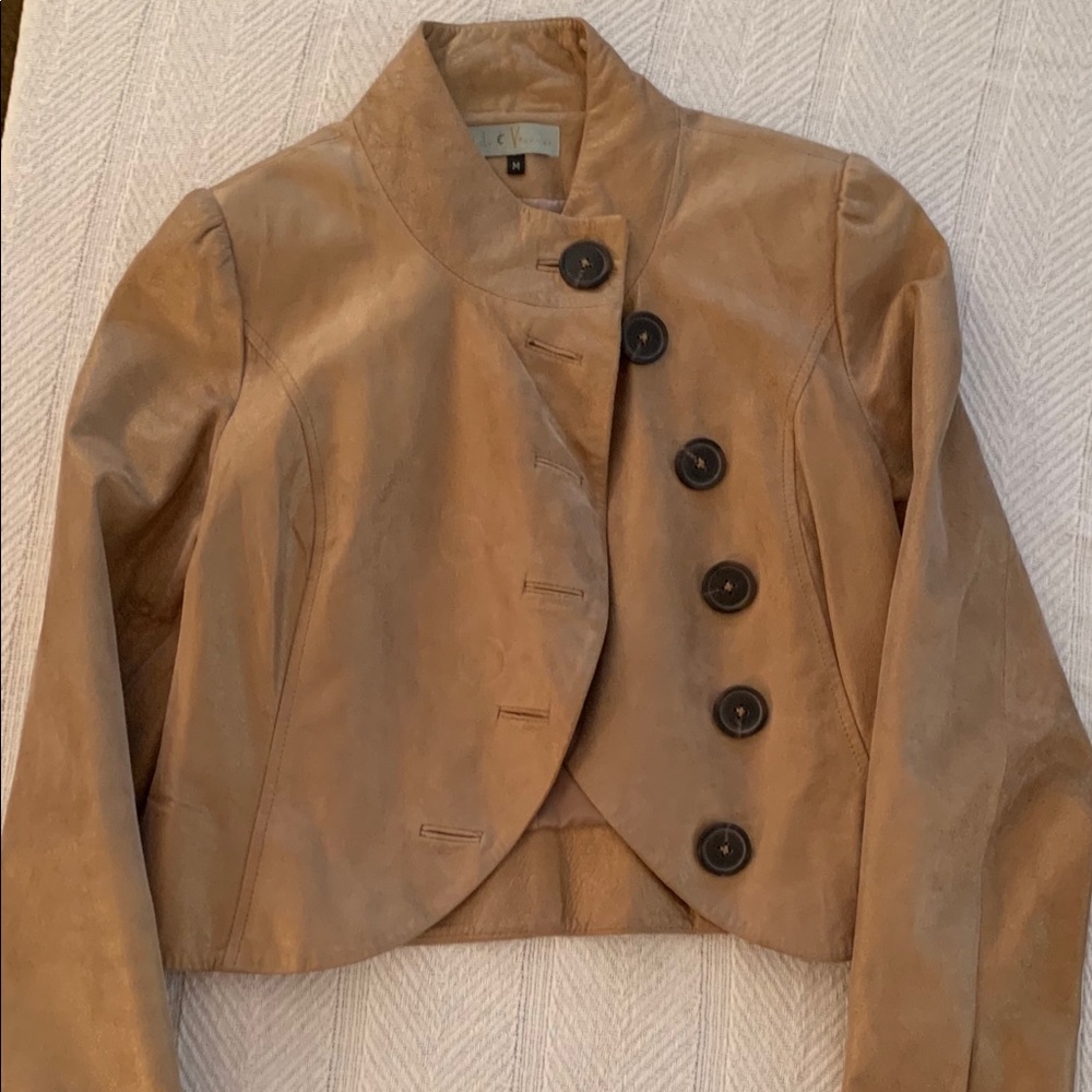 Golden suede jacket with button detail